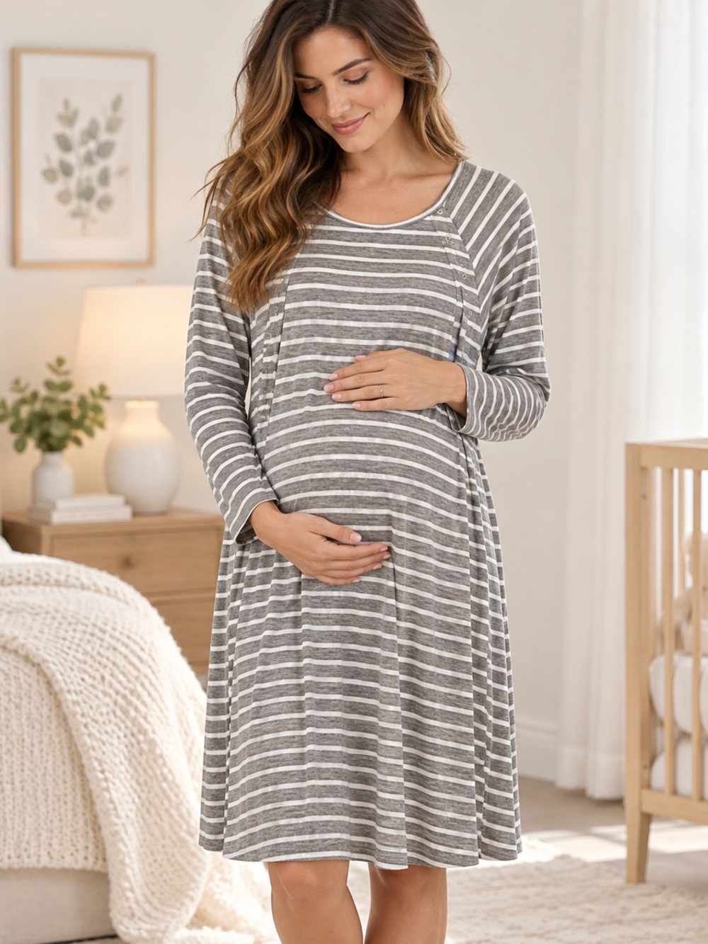 Ekouaer Maternity/Labor/Delivery/Postpartum/Nursing Gown | Size Small | NWOT